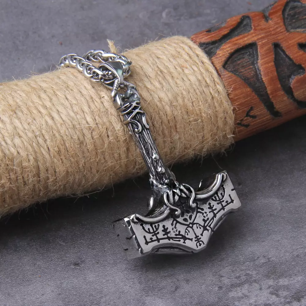 Norse Vikings Thor's Hammer Mjolnir Scandinavian Rune Amulet Necklace Pendant - Royal Vikings tm Norse Vikings Thor's Hammer Mjolnir Scandinavian Rune Amulet Necklace Pendant 3