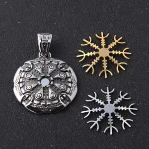 Stainless Steel Vegvisir Viking Mix Gold Color Rune Necklace Viking Scandinavian Norse Viking Necklace 6
