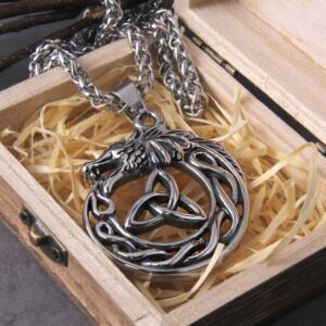 Punk Vikings Dragon Stainless Steel Necklace Mens Nordic Runes Pendant Triangle Vegvisir Amulet 3