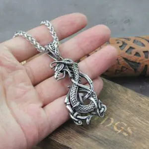 Never Fade Stainless Steel Viking Dragon with Viking Rune 3