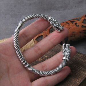 Nordic Viking Dragon Bracelet adjustable Men Wristband Cuff Bracelets with Viking Wooden Box 4