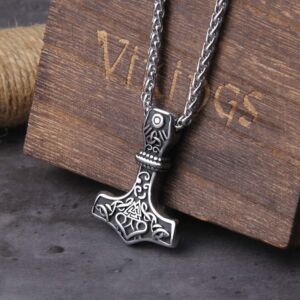 Thor's Hammer Mjolnir Pendant Necklace Viking Scandinavian Norse Viking Necklace with stainless steel chain 1