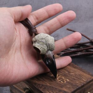 3D Goth Raven Skull Necklace Resin Replica Raven Magpie Crow Poe Gothic 3