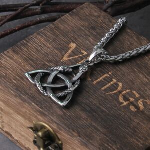 Viking Nordic Style Snake Celtic Knot Pendant Chain Necklace Men Classic Punk Amulet Jewelry Never Fade 3