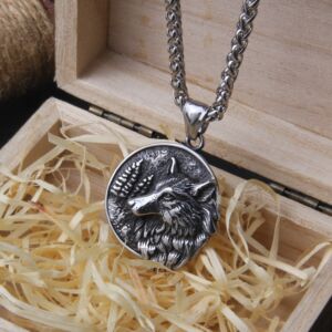 Wolf Head & Tree Norse Viking Pendant Necklace Never Fade Men stainless steel 5