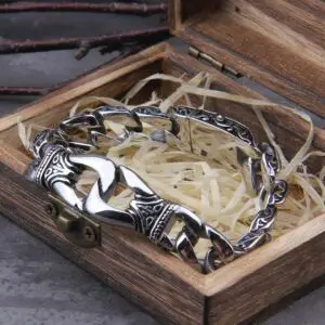 Vikings Bracelet 12mm Curb Cuban Chain Silver Color Bracelet 4