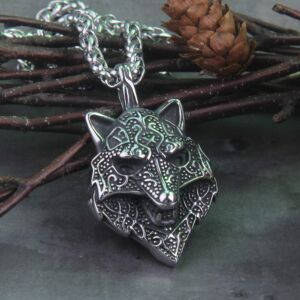 Never fade stainless steel Nordic Viking Amulet scandinavian wolf head Necklace Animal Original 1