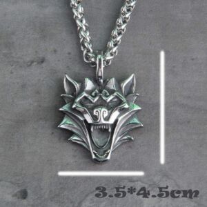 Vintage Viking Pendant Necklace Wolf Head Punk Fashion Stainless Steel 5
