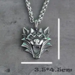 Vintage Viking Pendant Necklace Wolf Head Punk Fashion Stainless Steel 5