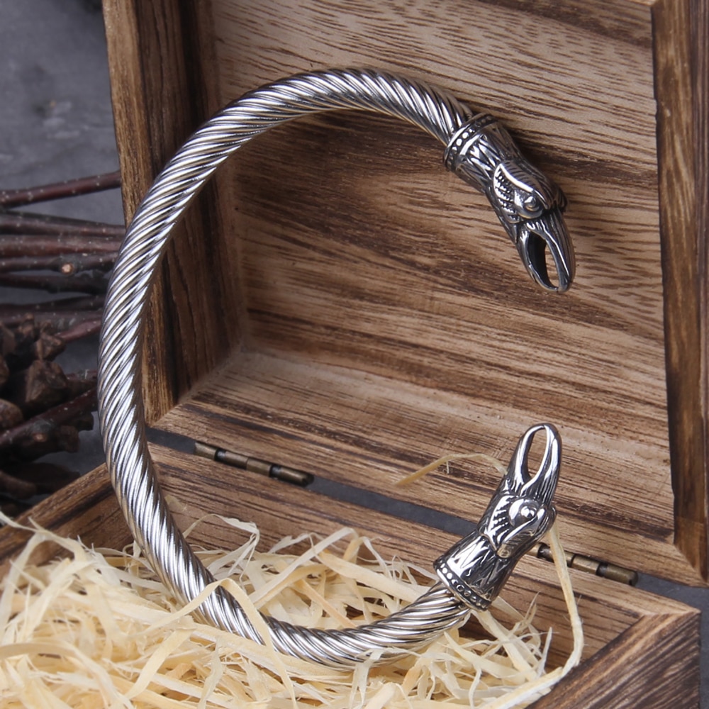 Nordic Viking Norse Raven Bracelet Men Wristband Cuff Bracelet 2
