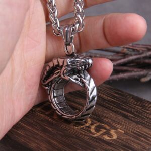 Stainless steel Punk Style Huge Ouroboros Snake Chain Pendant Necklace 4