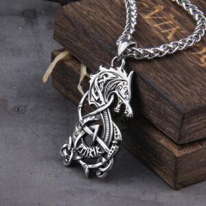 Never Fade Stainless Steel Viking Dragon with Viking Rune 5