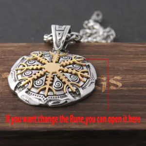 Stainless Steel Vegvisir Viking Mix Gold Color Rune Necklace Viking Scandinavian Norse Viking Necklace 5