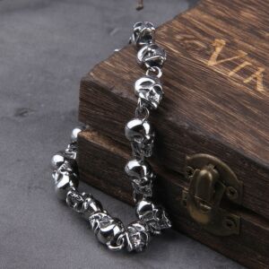 Men Punk Skull Chain Bracelet Stainless Steel Charm Bracelet Jewelry 2