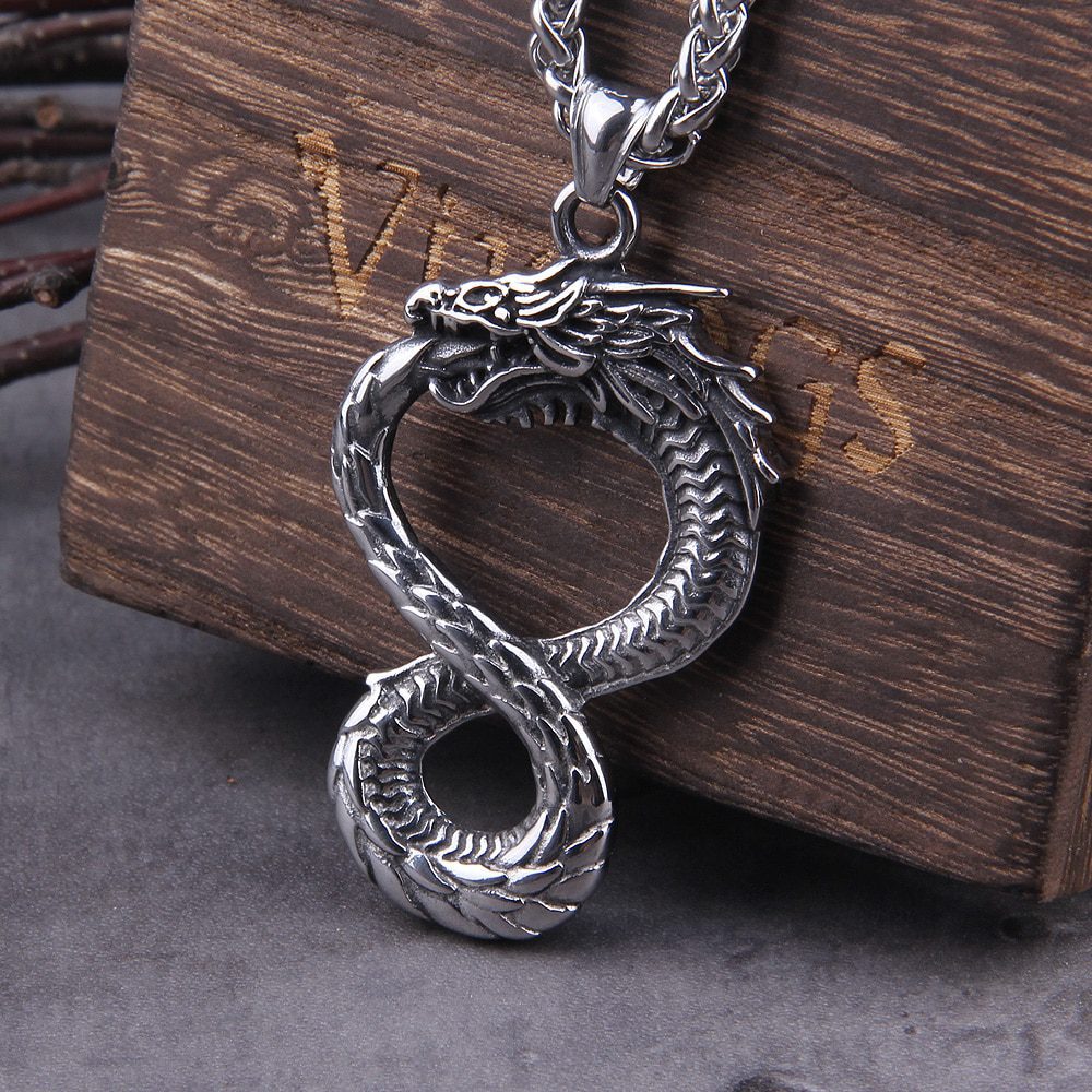 Never Fade Norse dragon snake Unlimited Self-devourer Ouroboros pendant necklace 2