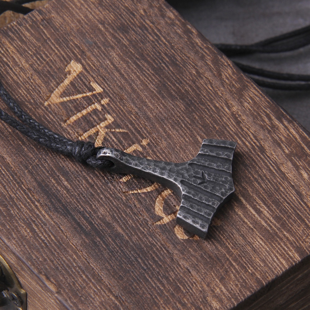 Gray Thor's Hammer Mjolnir Necklace Viking Scandinavian Norse viking Necklace Stainless Steel 2
