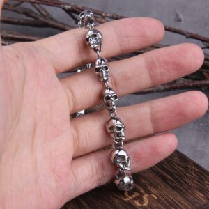 Men Punk Skull Chain Bracelet Stainless Steel Charm Bracelet Jewelry 4