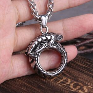Stainless steel Punk Style Huge Ouroboros Snake Chain Pendant Necklace 3