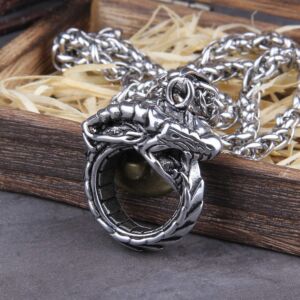Stainless steel Punk Style Huge Ouroboros Snake Chain Pendant Necklace 1