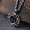 Vintage Viking Celtic Knot Necklace Stainless Steel Norse Helm of Awe Runes Trinity Pendant Amulet Scandinavian Jewelry 1