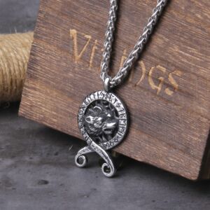 Vintage Viking Rune Wolf Head Pendant Men's Charm Necklace Jewelry 1