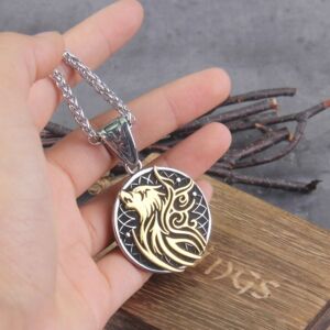 Yggdrasil Wolf Rune Nordic Viking Stainlesss Steel Necklace 3