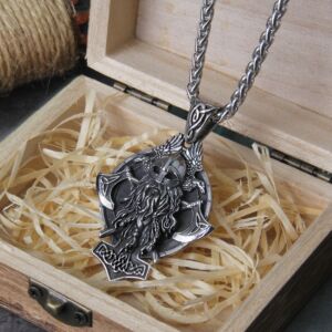 Viking Warrior with Viking Axe on a Shield Pendant Necklace 3