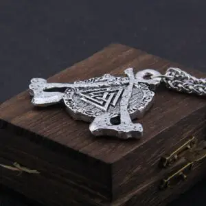Iron Color Viking Axe and Odin Rune Necklace 3