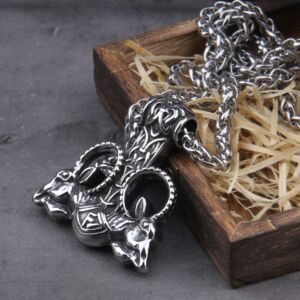 Vikings Jewelry Odin Goat Thor Hammer with Rune Amazing Necklace 1