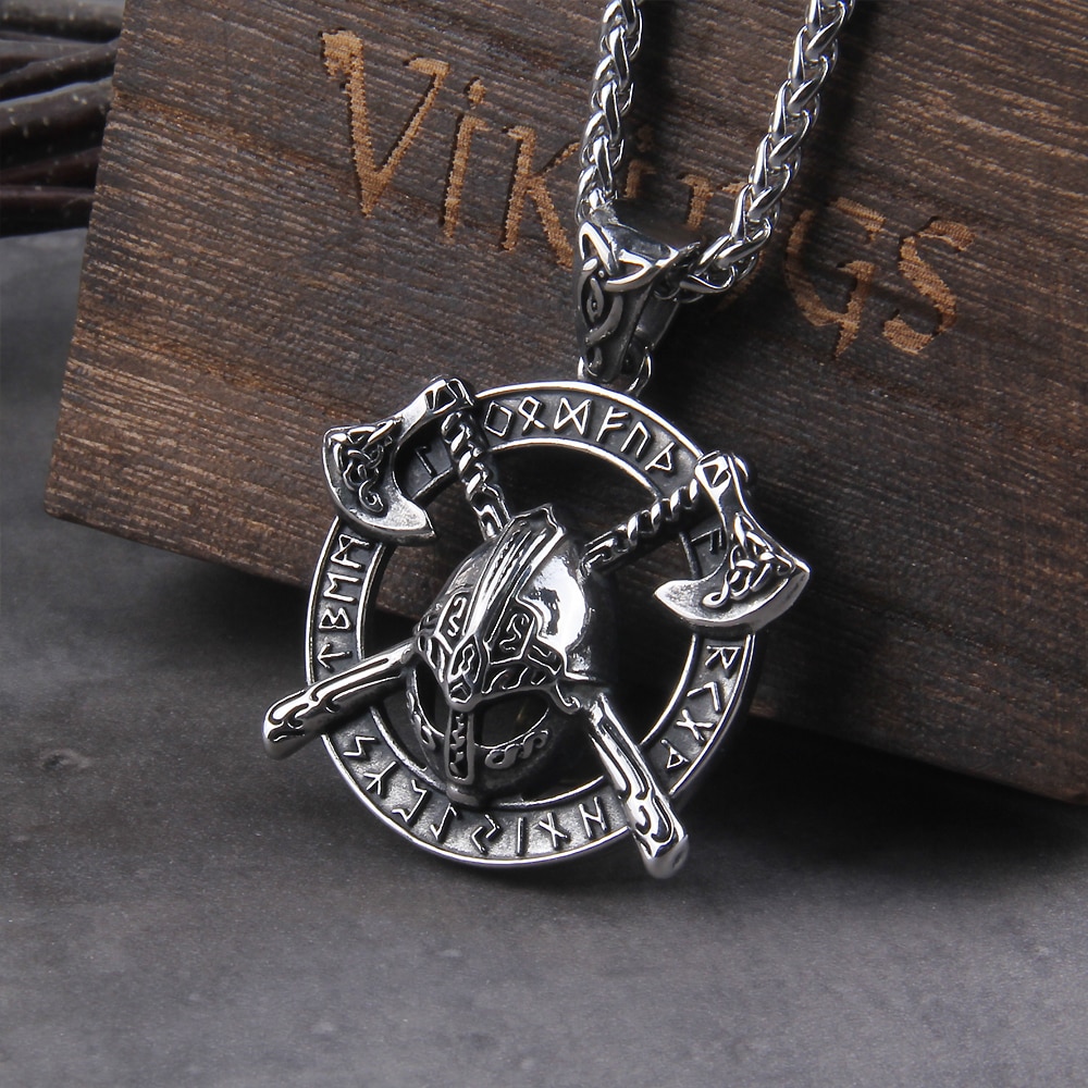Viking Warrior Axe on a Viking Shield Pendant Necklace and Ring 2