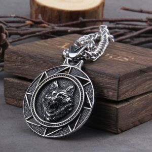 Wolf Head Norse Viking Pendant Necklace 1