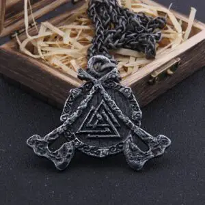 Iron Color Viking Axe and Odin Rune Necklace 4