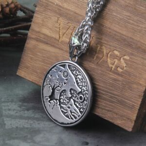 Nordic Viking Stainlesss Steel Yggdrasil Wolf Rune Necklace With Valknut 2