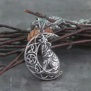 Norse Wolf Howling at the Moon Original Animal Amulet 3
