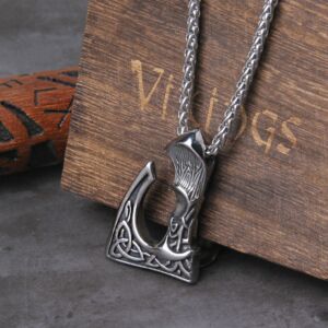 Viking Axe Necklace Pendant Valknut Stainless Steel 1