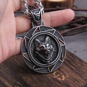 Wolf Head Norse Viking Pendant Necklace 6