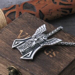 Norse Mythology Odin SS Chain Necklace Vikings Thor Raven Runes Amulet 4