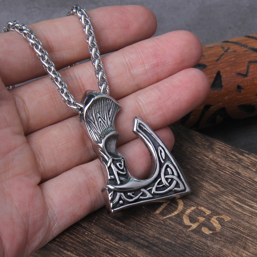 Viking Axe Necklace Pendant Valknut Stainless Steel 2