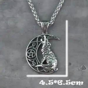 Norse Wolf Howling at the Moon Original Animal Amulet 2