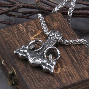 Vikings Jewelry Odin Goat Thor Hammer with Rune Amazing Necklace 4