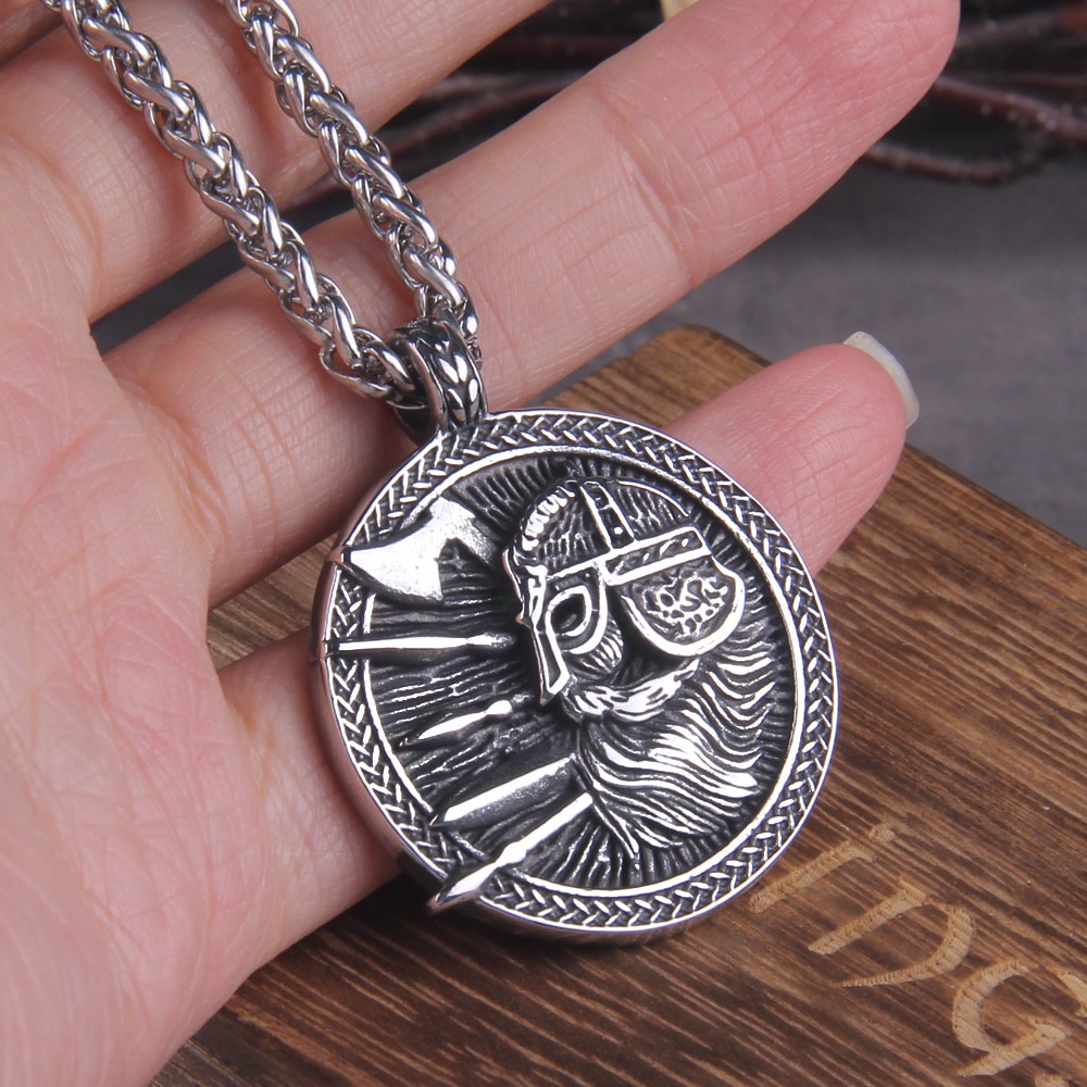 Norse Viking Warrior and Tree of Life with Axe Pendant Necklace 2