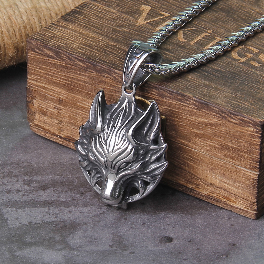 Wolf Head Norse Viking Pendant Necklace 2