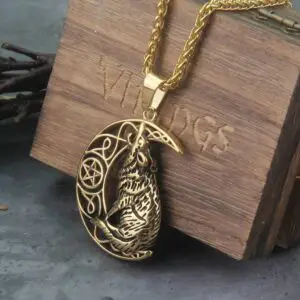 Norse Wolf Howling at the Moon Original Animal Amulet 5
