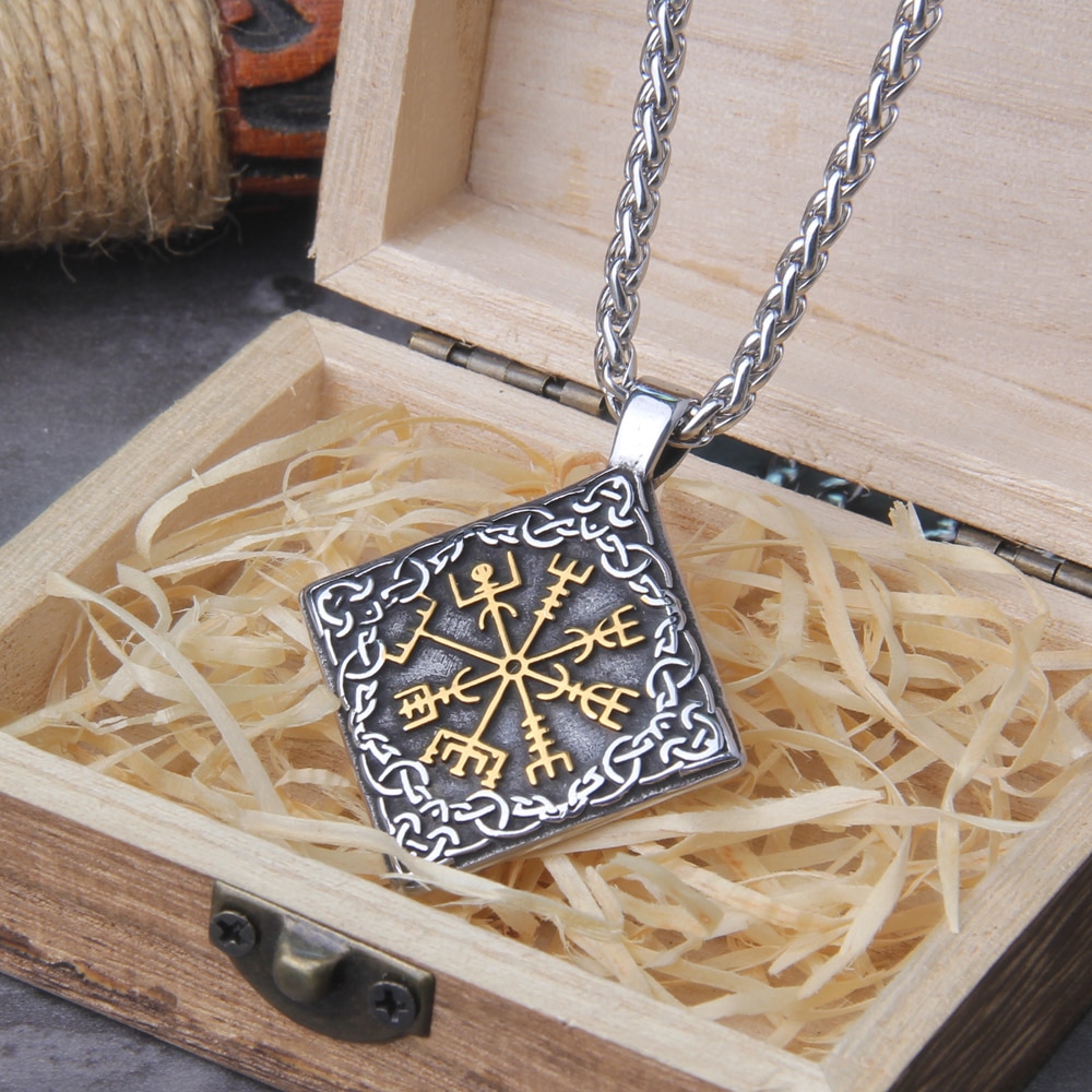 Vintage Viking Vegvisir Compass Pendant Necklace Pagan Amulet 2