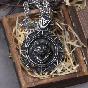 Wolf Head Norse Viking Pendant Necklace 3