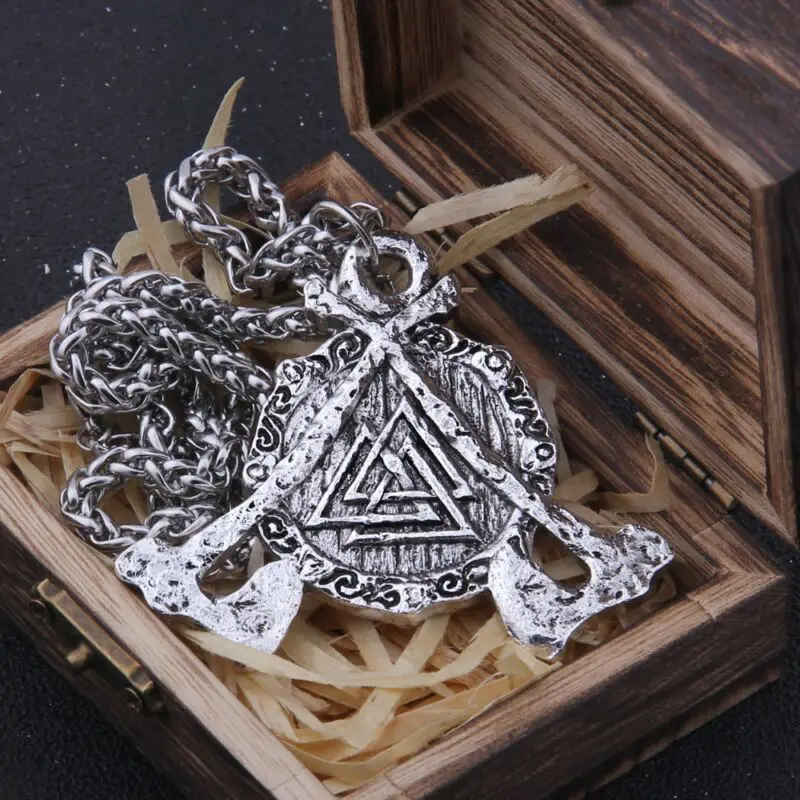 Iron Color Viking Axe and Odin Rune Necklace 1