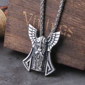 Norse Mythology Odin SS Chain Necklace Vikings Thor Raven Runes Amulet 1