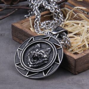 Wolf Head Norse Viking Pendant Necklace 4