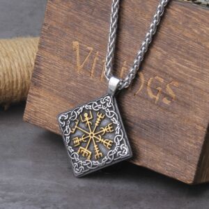 Vintage Viking Vegvisir Compass Pendant Necklace Pagan Amulet 1
