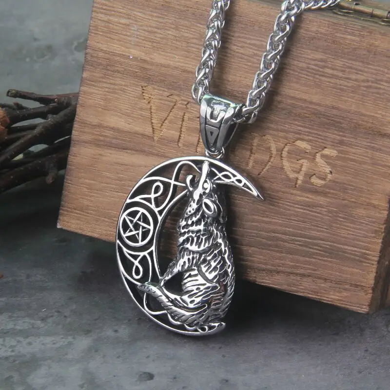Norse Wolf Howling at the Moon Original Animal Amulet 1